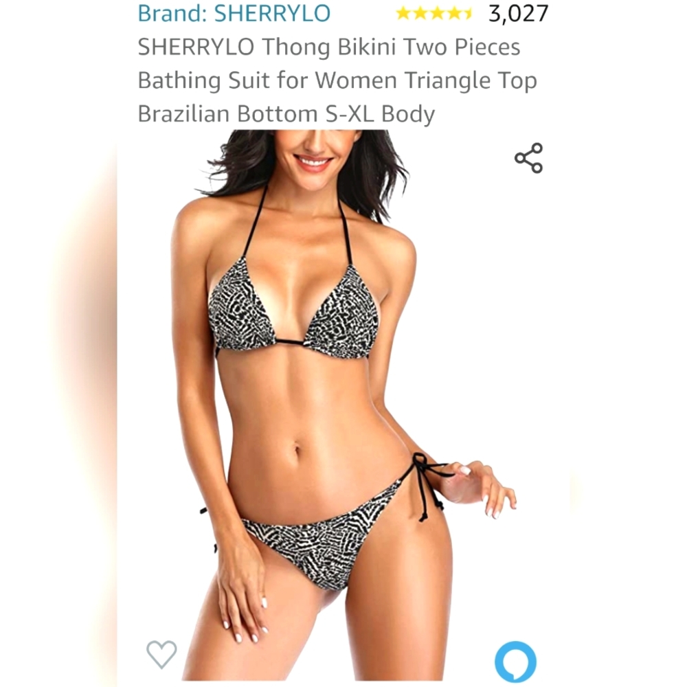 NWT- SHERRYLO Thong‎ Bikini 2 Piece Bathing Suit.